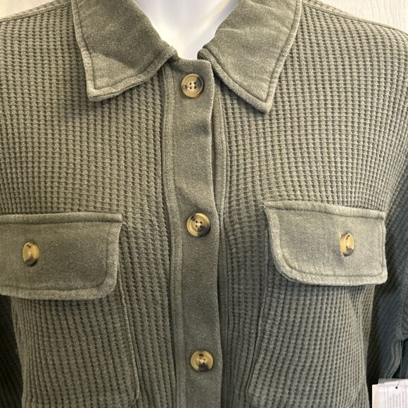 Terra & Sky Women's Plus Size Button Down Waffle Knit Shacket Size 0X 14W NWT - Picture 7 of 16
